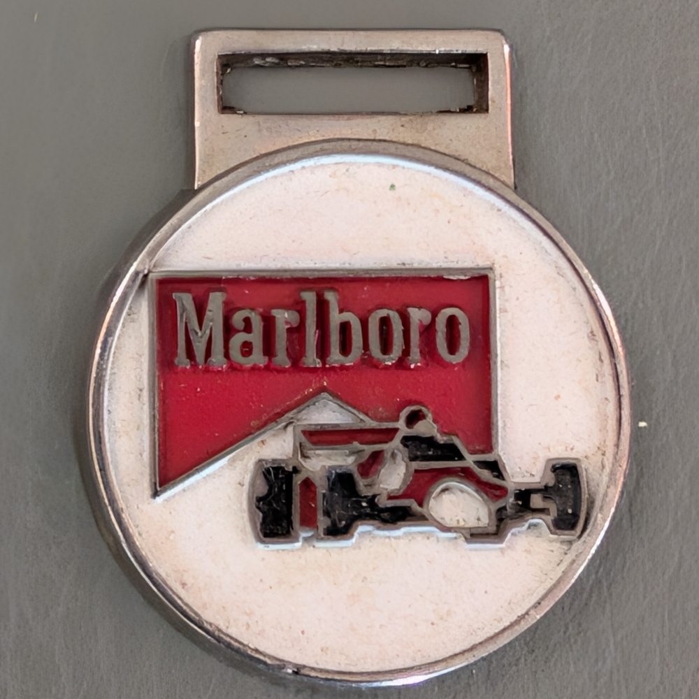 Vintage Marlboro Red and Silver Racing Emblem